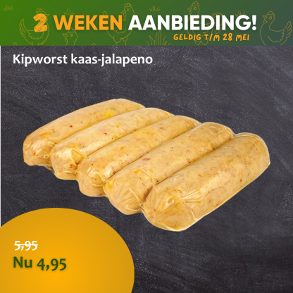 Kipworstjes kaas Jalapeño (5 stuks)
